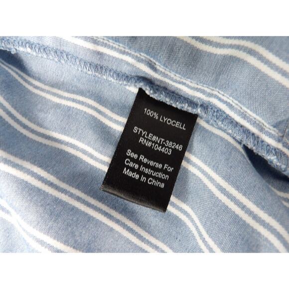 Altar'd State Medium Top Vest Blue White Vertical Stripe Tie Cinch Old Money - Picture 8 of 16